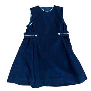 Bella Bliss navy blue corduroy jumper with white piping